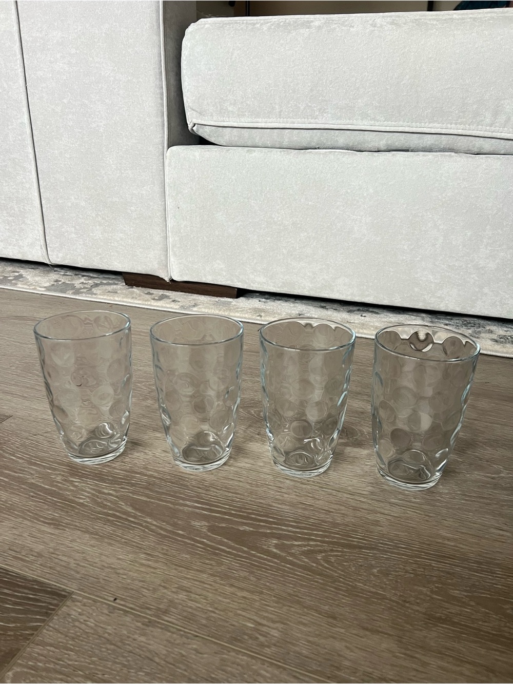 Set of 4 Pasabahce Dot Optic Circle Dimple Juice Glasses Drinkware